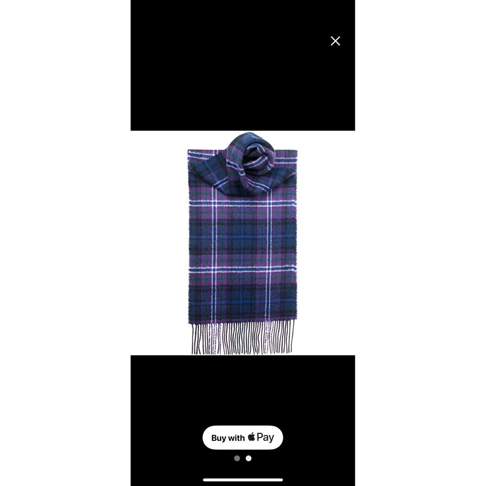Highland‎ Tartan Tweeds Of Scotland 100% Lambs Wool 54" X 12" Blue Purple Tweed